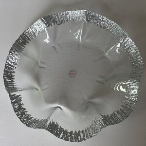 Vietri Rufolo Glass Platter in Platinum Ruffles Shimmer Entertaining Holiday